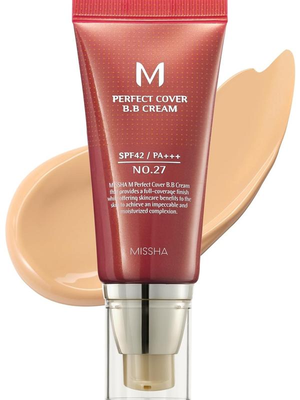 MISSHA M Perfect Cover BB Cream No.27 Honey beige for medium tan skin SPF 42 PA +++ 1.69 Fl Oz - Tinted Moisturizer for face with SPF