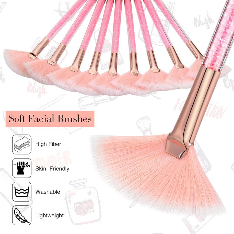 9 Pieces Facial Brushes Fan Mask Brushes, Soft Facial Applicator Brushes Tools for Peel Glycolic Mask Makeup for Mud Cream (Pink)