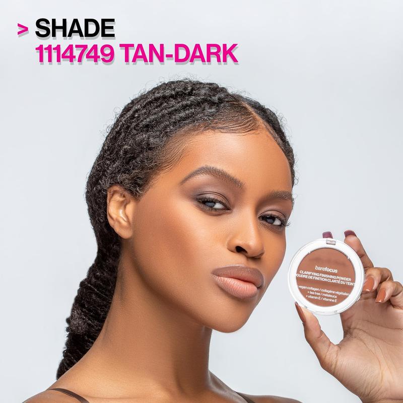 Bare Focus Clarifying Finishing Powder. Matte, pressed setting powder in translucent shade.