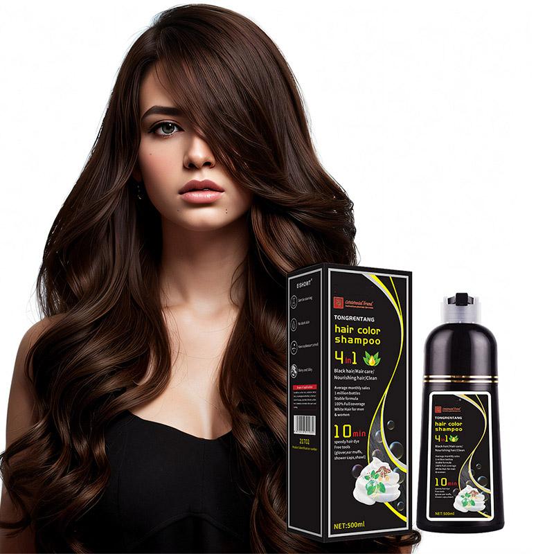 Hair Dye Shampoo Coverage Gray for Women & Men, Hair Color Shampoo 4 in 1 Long Lasting Professional Hair Care 500ML