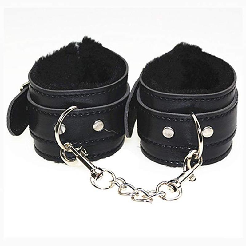 Soft Comfortable PU  Leather Handcuffs Wrist Cuffs and Blindfold Eye Mask