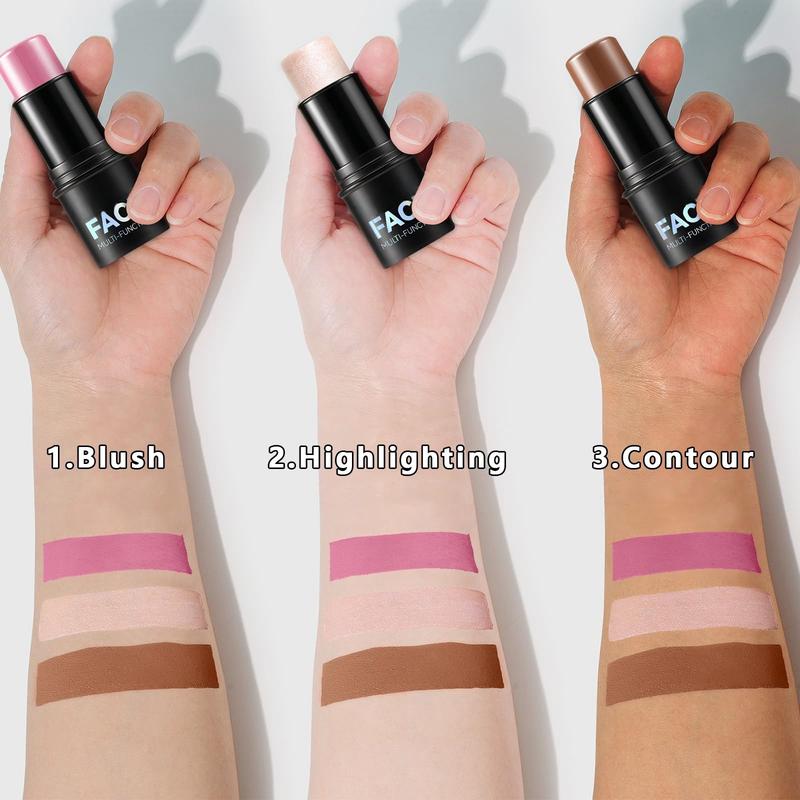 3Pcs Cream Contour Stick Kit (LIGHT MEDIUM): Long-Lasting, Waterproof for Cheek Sculpting